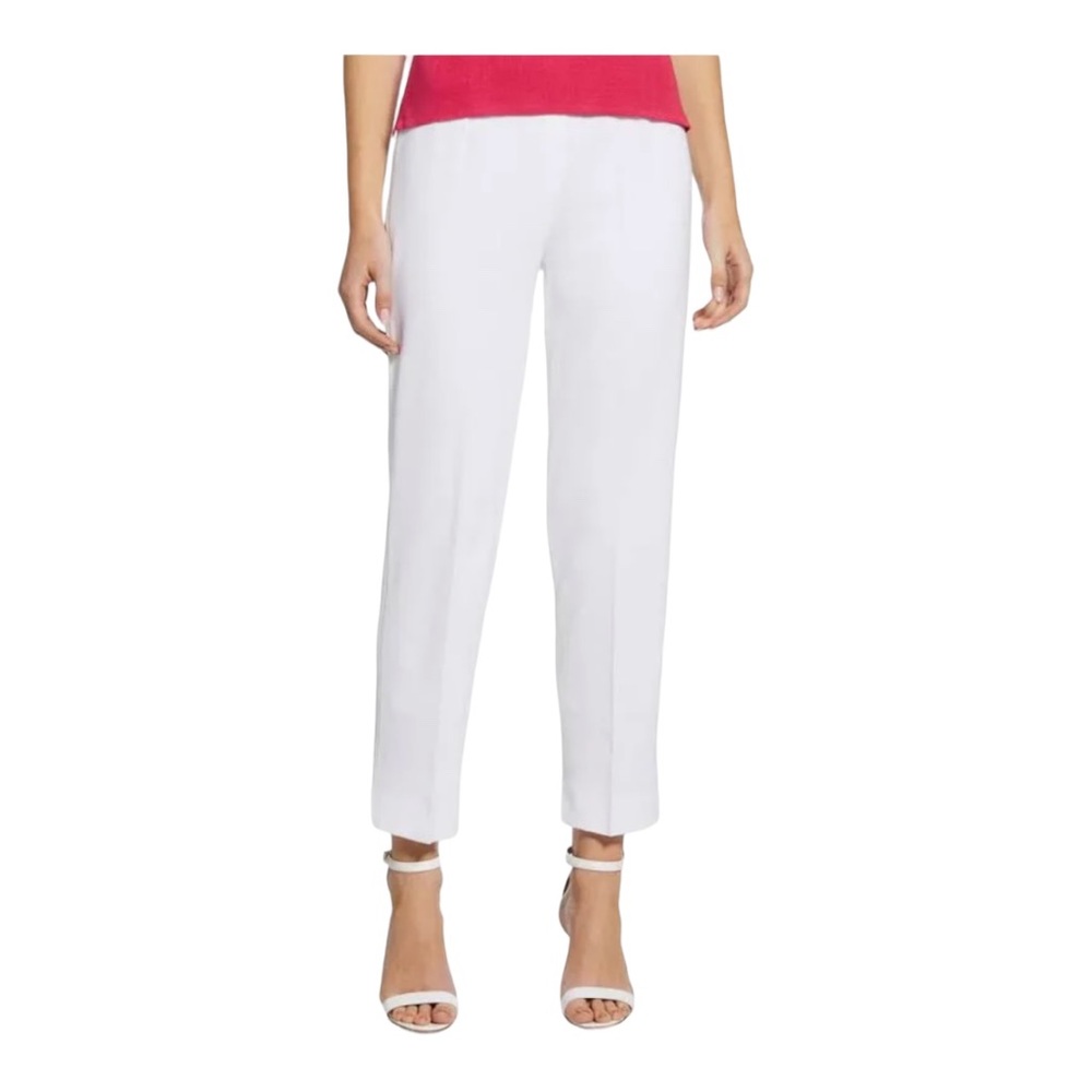 Ming Wang Lined Knit Pull on Ankle Pants Womens Size‎ Large White